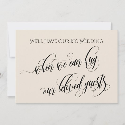 Crème als we je kunnen knuffelen uitgestelde bruil kaart (Voorkant)