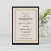 creme and black classic chic elegant wedding  kaart (Staand voorkant)