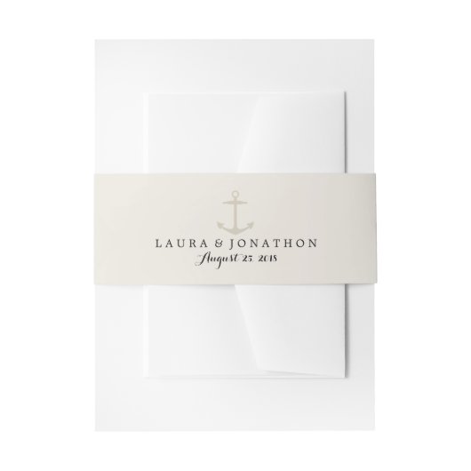 Crème anker | Trouwen Uitnodigingen Wikkel (Voorkant Voorbeeld)