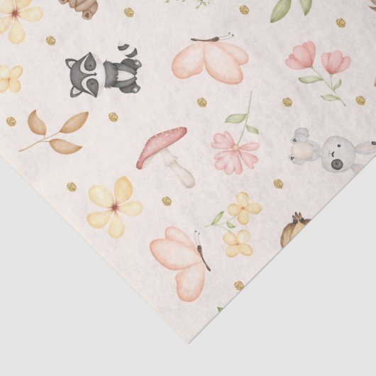 Crème Aquarel Bosdieren Tissuepapier (Detail)