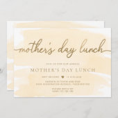 Crème Aquarel Gouden Moederdag Lunch Kaart (Voorkant / Achterkant)