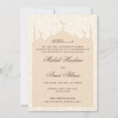 Crème Arabisch  Moskee Islamitische Moslim bruilof Kaart (Voorkant)