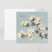 Crème Azalea Bloemen Monogram Bedankkaart (Voorkant / Achterkant)