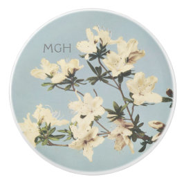 Crème Azalea Bloemen Monogram Keramische Knop
