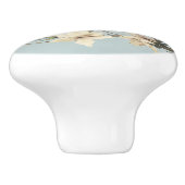 Crème Azalea Bloemen Monogram Keramische Knop (Zijkant)