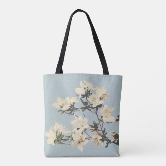 Crème Azalea Bloemen Monogram Tote Bag (Achterkant)