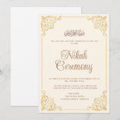  Crème Barok Lijst Nikah Moslim Huwelijk Kaart (Voorkant / Achterkant)