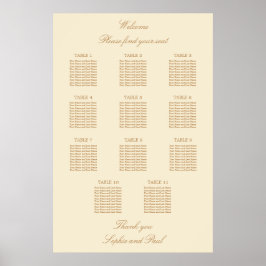 Crème Beige 11 Tafel Bruiloftstoelindeling Poster