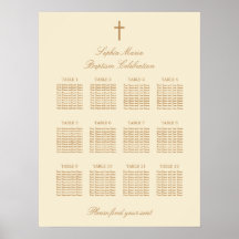 Crème Beige 12 Tafel Doop Stoelenkaart Poster