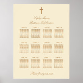 Crème Beige 12 Tafel Doop Stoelenkaart Poster