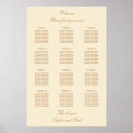 Crème Beige 12 Tafel Trouw Stoelenindeling Poster
