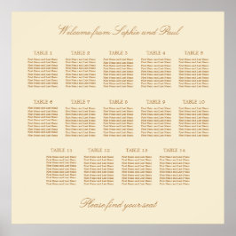 Crème Beige 14 Tafel Bruiloftstoelindeling Poster