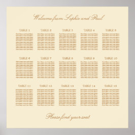 Crème Beige 15 Tafel Bruiloftstoelindeling Poster
