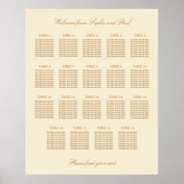 Crème Beige 19 Tafel Bruiloftstoelindeling Poster