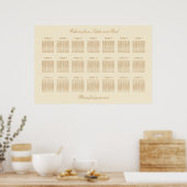 Crème Beige 21 Tafel Bruiloftstoelindeling Poster (Keuken)