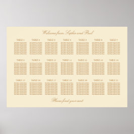 Crème Beige 21 Tafel Bruiloftstoelindeling Poster
