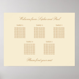 Crème Beige 5 Tafel Bruiloftstoelindeling Poster