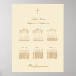 Crème Beige 6 Tafel Doopstoel zitplaatsenkaart pos Poster