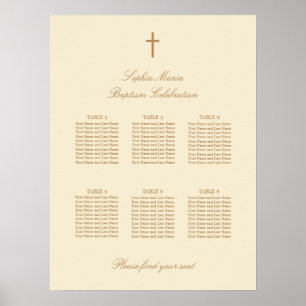 Crème Beige 6 Tafel Doopstoel zitplaatsenkaart pos Poster