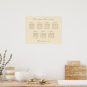 Crème Beige 7 Tafel Bruiloft Stoelen Chart Poster (Keuken)