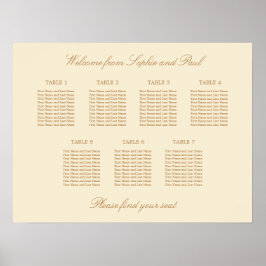 Crème Beige 7 Tafel Bruiloft Stoelen Chart Poster