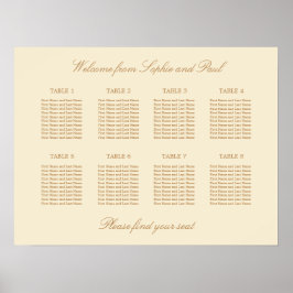 Crème Beige 8 Tafel Trouw Stoelen Plattegrond Post Poster