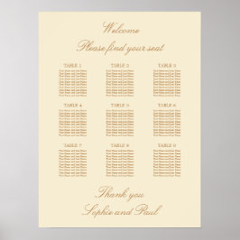 Crème Beige 9 Tafel Trouw Stoelen Plattegrond Post Poster