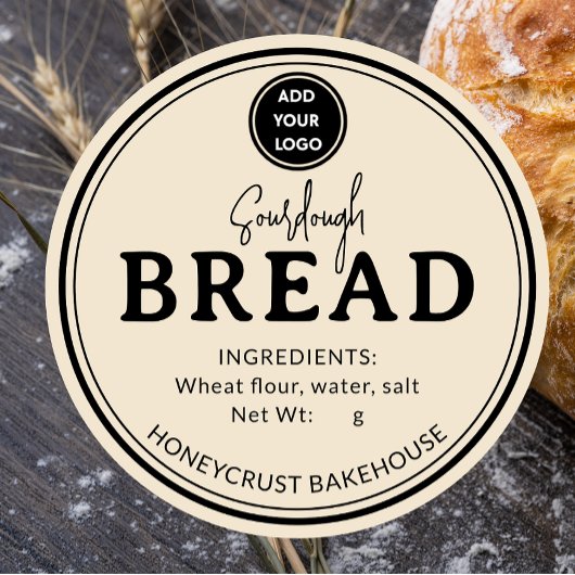 Crème beige bakkerij zuurdesembrood label sticker