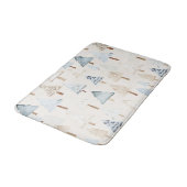 Crème Beige Blauwe Kerstbomen Badmat (Gekanteld)