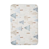 Crème Beige Blauwe Kerstbomen Badmat (Voorkant Verticaal)