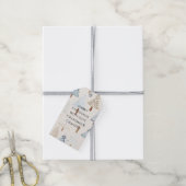 Crème Beige Blauwe Kerstbomen Cadeaulabel (Met Touw)