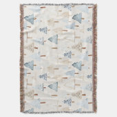 Crème Beige Blauwe Kerstbomen Deken (Voorkant Verticaal)
