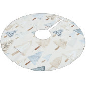 Crème Beige Blauwe Kerstbomen Kerstboom Rok (Gekanteld)