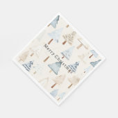 Crème Beige Blauwe Kerstbomen Servet (Hoek)