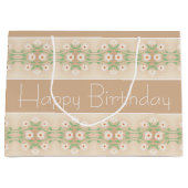 Crème Beige Bloemen geaccentueerd Groot Cadeauzakje (Voorkant)