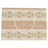 Crème Beige Bloemen geaccentueerd Groot Cadeauzakje (Achterkant)