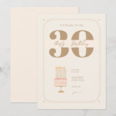 Crème Beige Elegante Verjaardagscrème Beige Elegan Kaart (Voorkant / Achterkant)