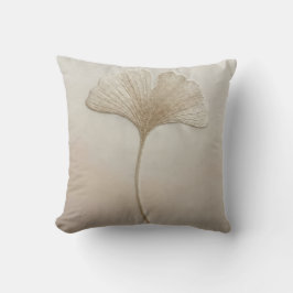 Crème Beige Ginkgo Biloba Blad Minimalistische Mod Kussen