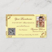 Crème Beige Gold met foto en QR-code Visitekaartje (Achterkant)