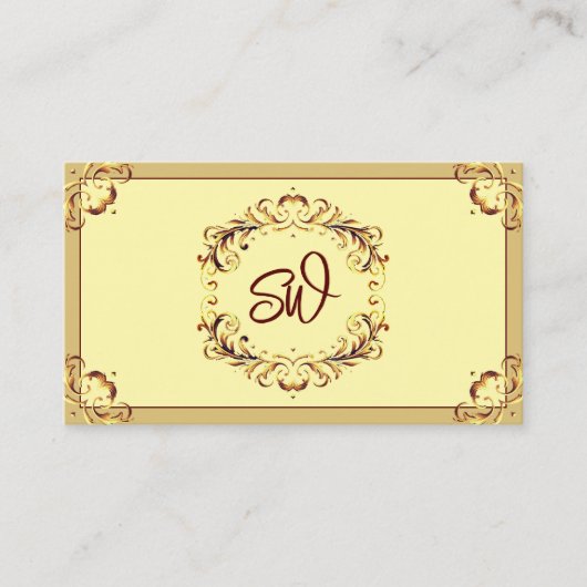  Crème Beige Gold met Monogram Eye Catching Visitekaartje (Voorkant)