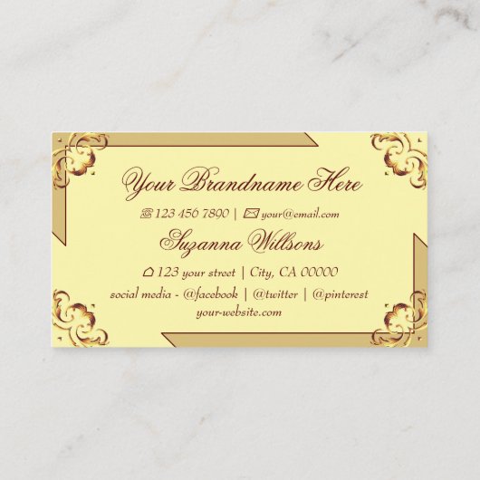  Crème Beige Gold met Monogram Eye Catching Visitekaartje (Achterkant)