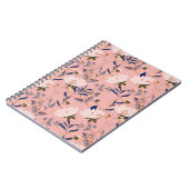 Crème Beige Lelies: Roze Naadloze Achtergrond Notitieboek (Linkerzijde)