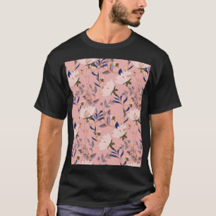 Crème Beige Lelies: Roze Naadloze Achtergrond T-shirt