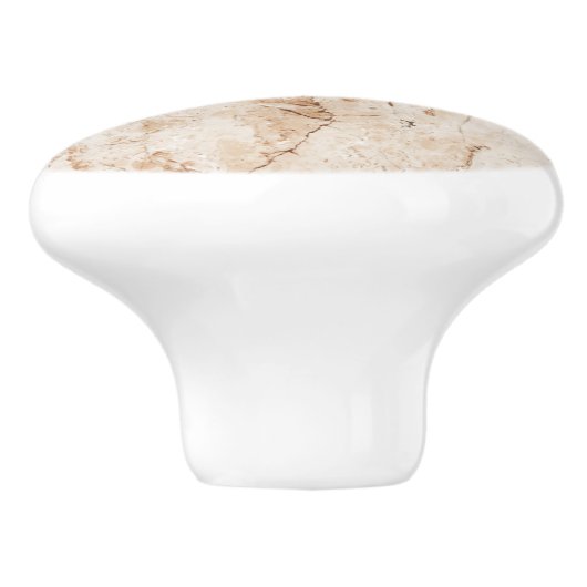 Crème Beige Marbled Keramische Knop (Zijkant)