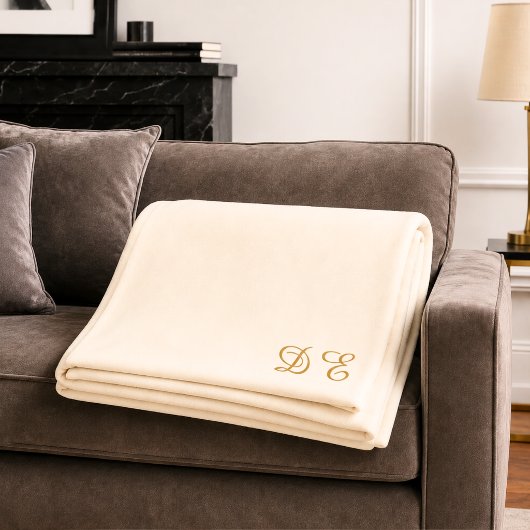 Crème beige minimalistische monogram fleece deken