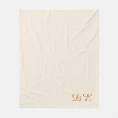 Crème beige minimalistische monogram fleece deken (Voorkant)