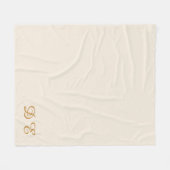 Crème beige minimalistische monogram fleece deken (Voorkant (Horizontaal))