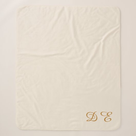 Crème beige minimalistische monogram sherpa deken (Voorkant)