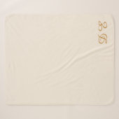 Crème beige minimalistische monogram sherpa deken (Voorkant (horizontaal))