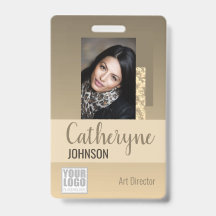 Crème Beige Ombre Logo Barcode ID Fototemplate